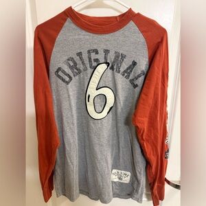 Old Time Original 6 Gray and Red Long Sleeve Tee
